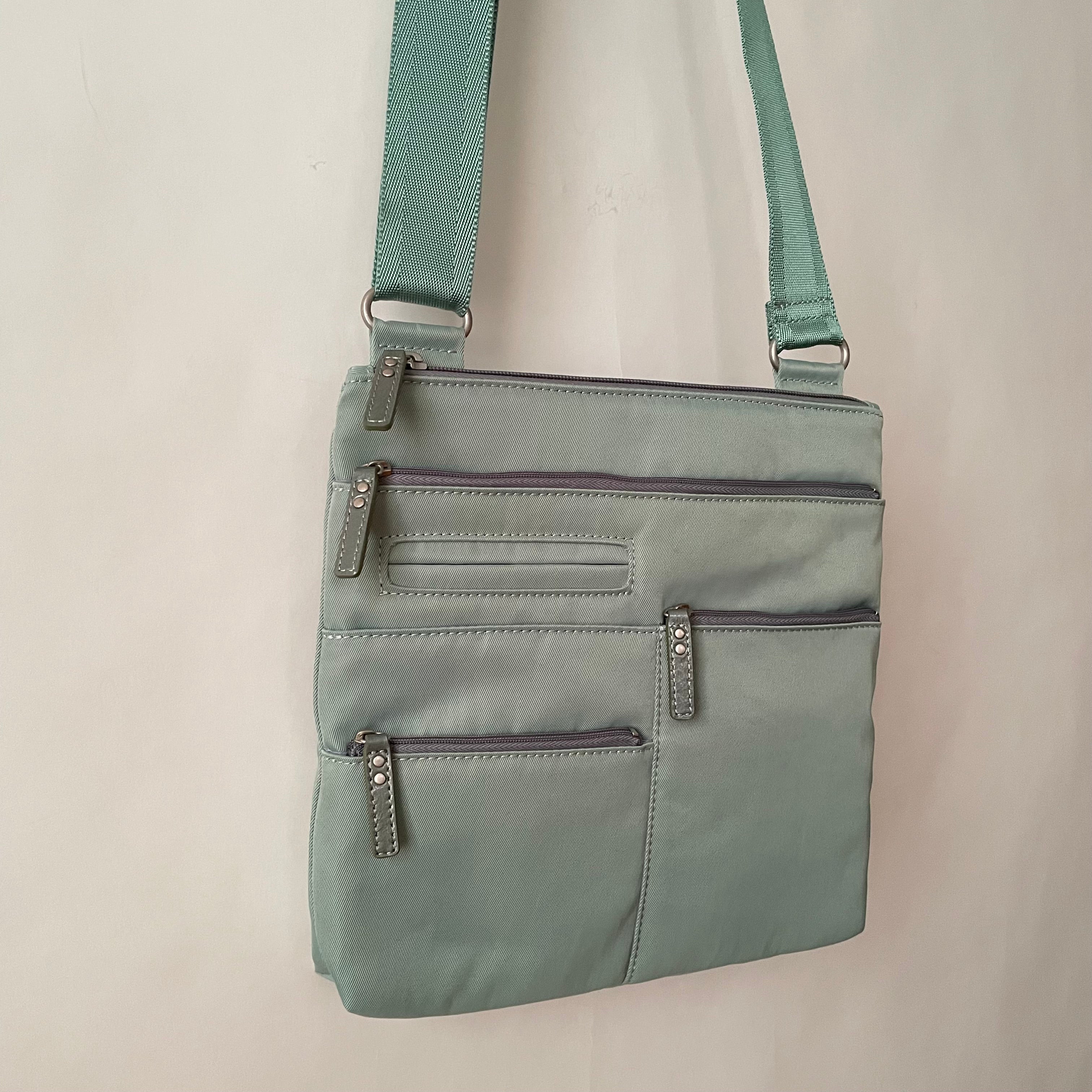 NICO - Light Seafoam x Grey | Multi-Pocket Shoulder Bag | Small