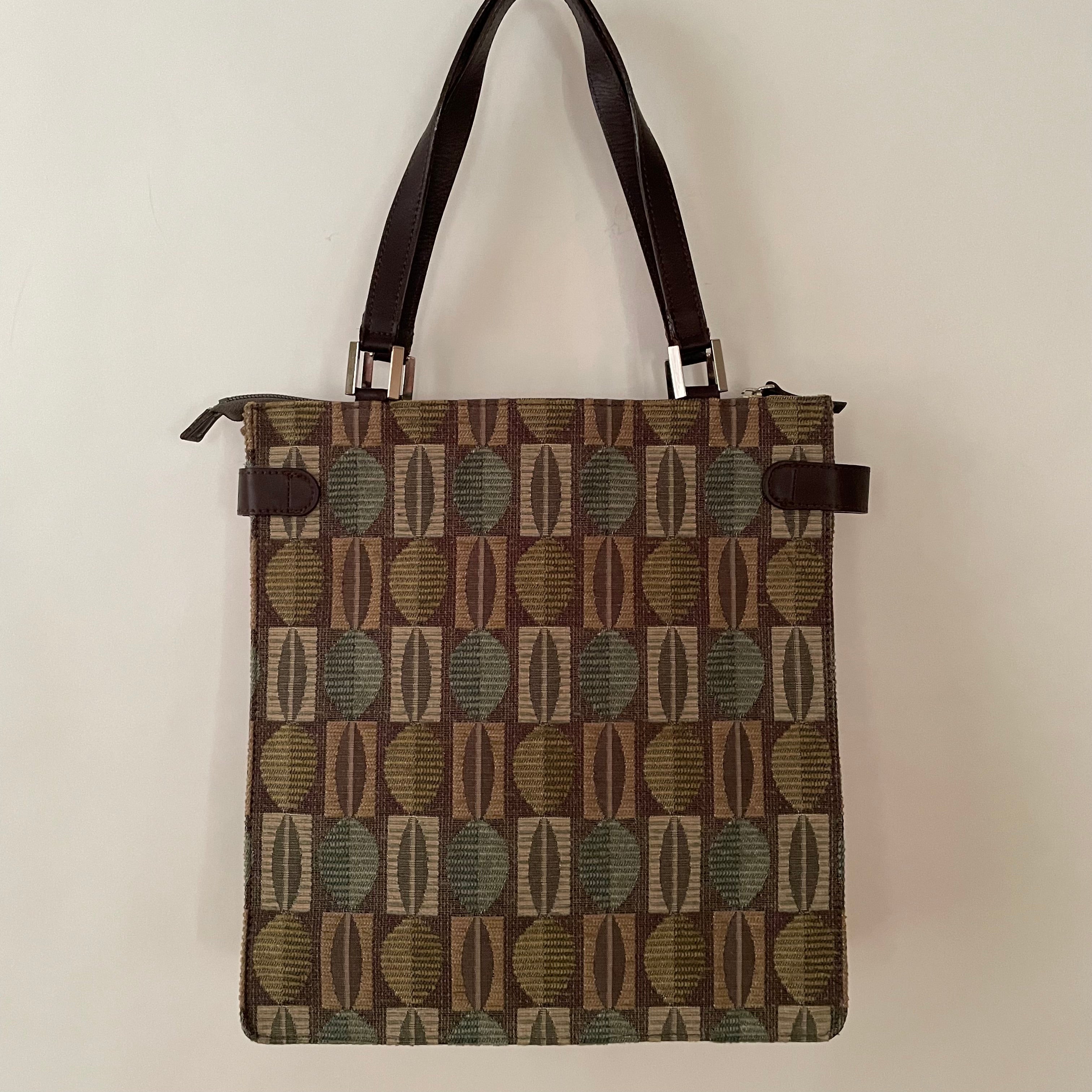 Premium Collection | Vintage Wool Woven Material Bag with Leather Accents | Taupe x Ochre x Sage x Chocolate