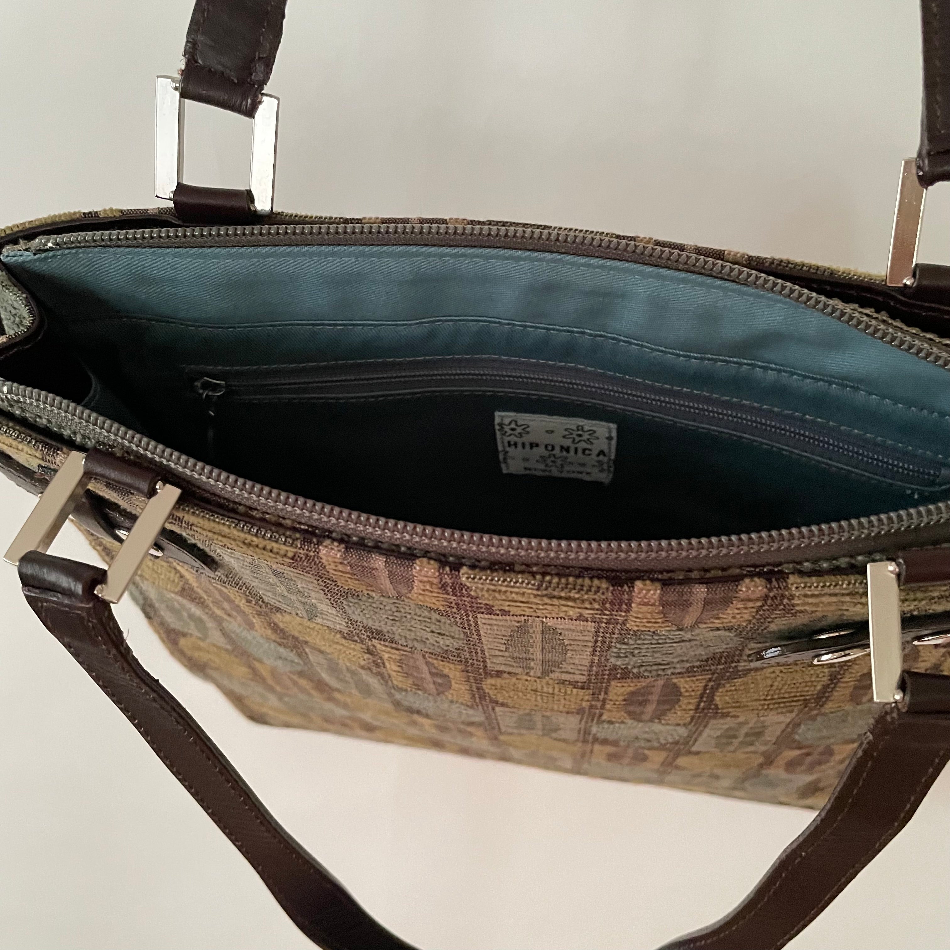 Premium Collection | Vintage Wool Woven Material Bag with Leather Accents | Taupe x Ochre x Sage x Chocolate