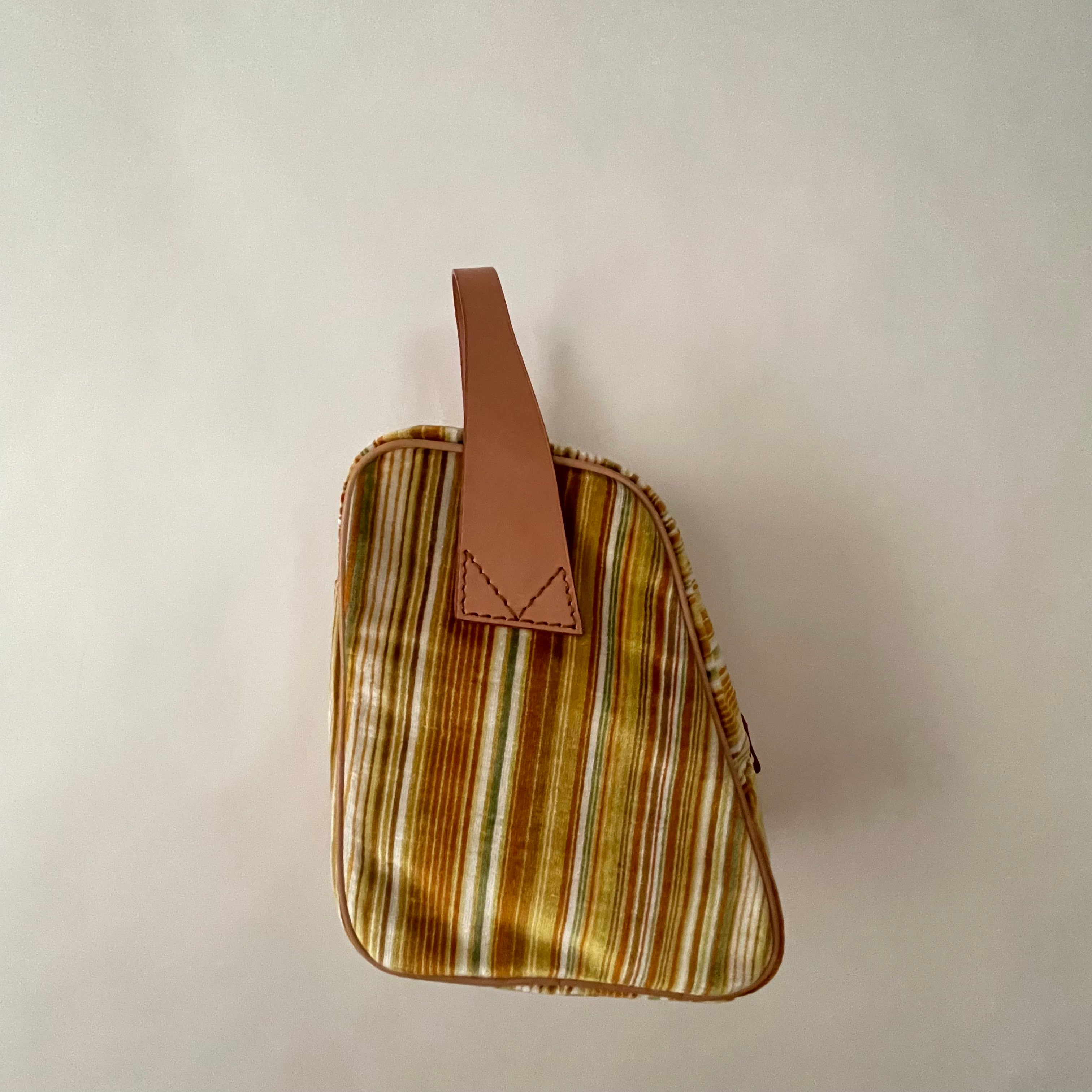 Premium Collection | Vintage Chenille Fabric Hand Bag with Leather Handles | Yellow