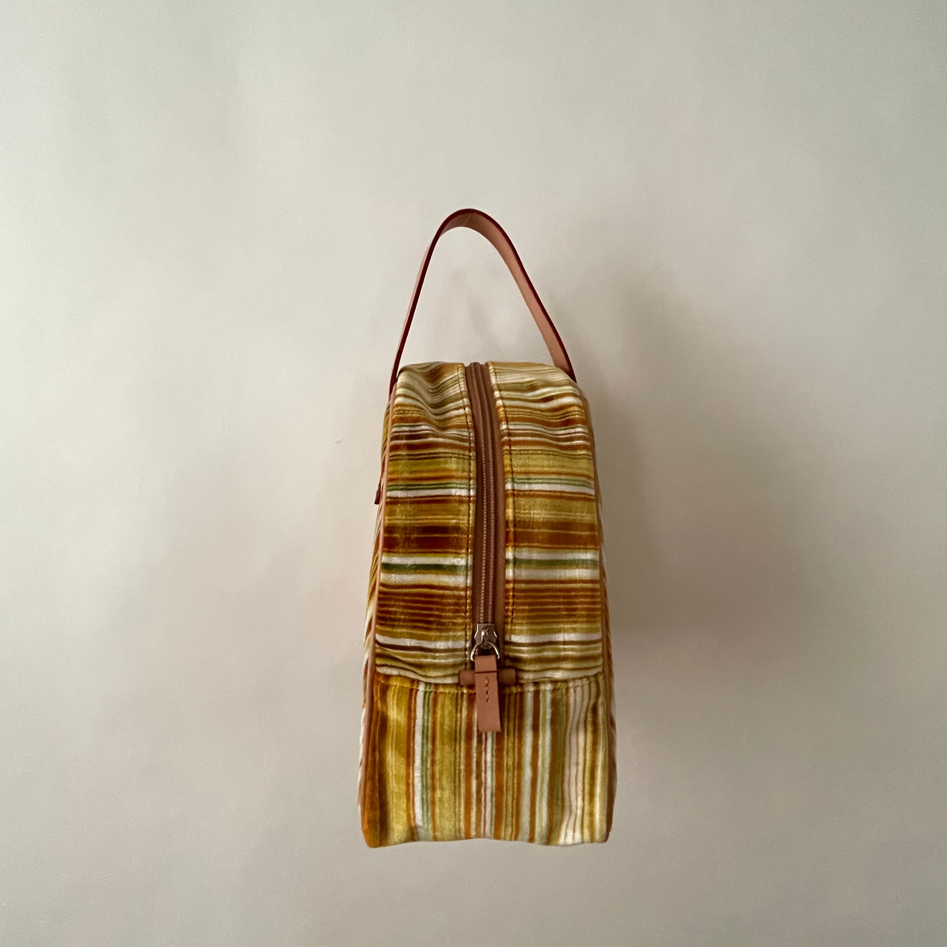 Premium Collection | Vintage Chenille Fabric Hand Bag with Leather Handles | Yellow