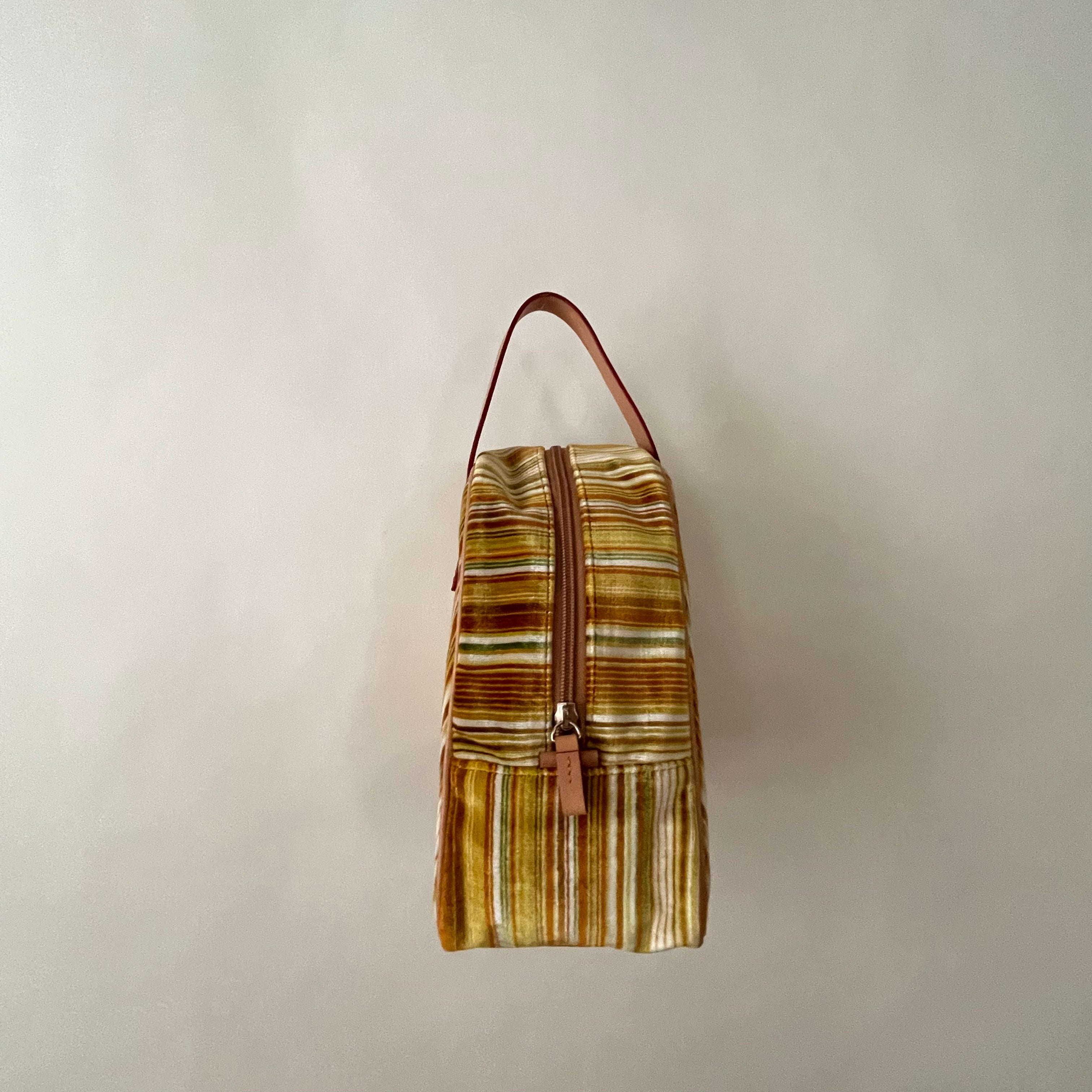 Premium Collection | Vintage Chenille Fabric Hand Bag with Leather Handles | Yellow