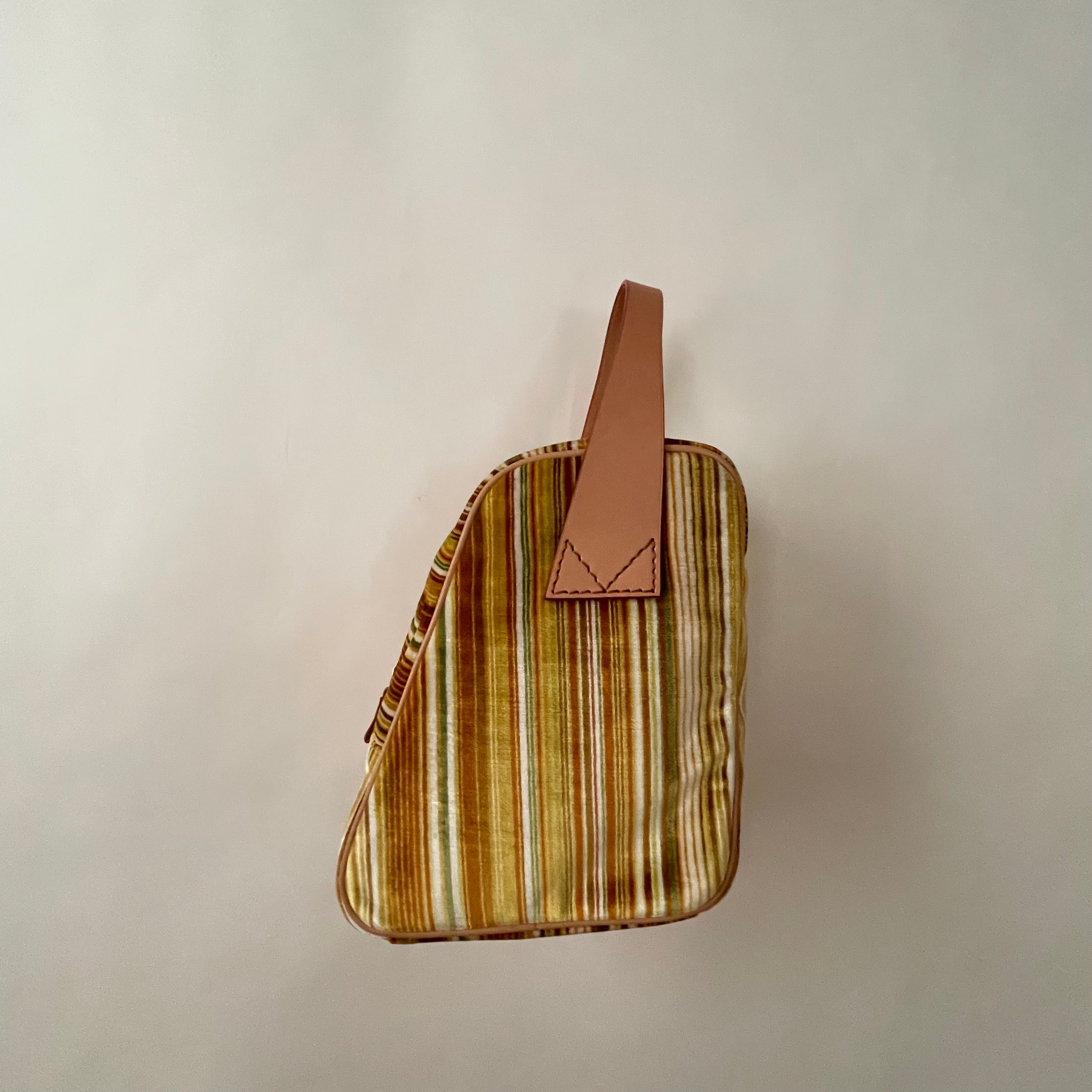 Premium Collection | Vintage Chenille Fabric Hand Bag with Leather Handles | Yellow
