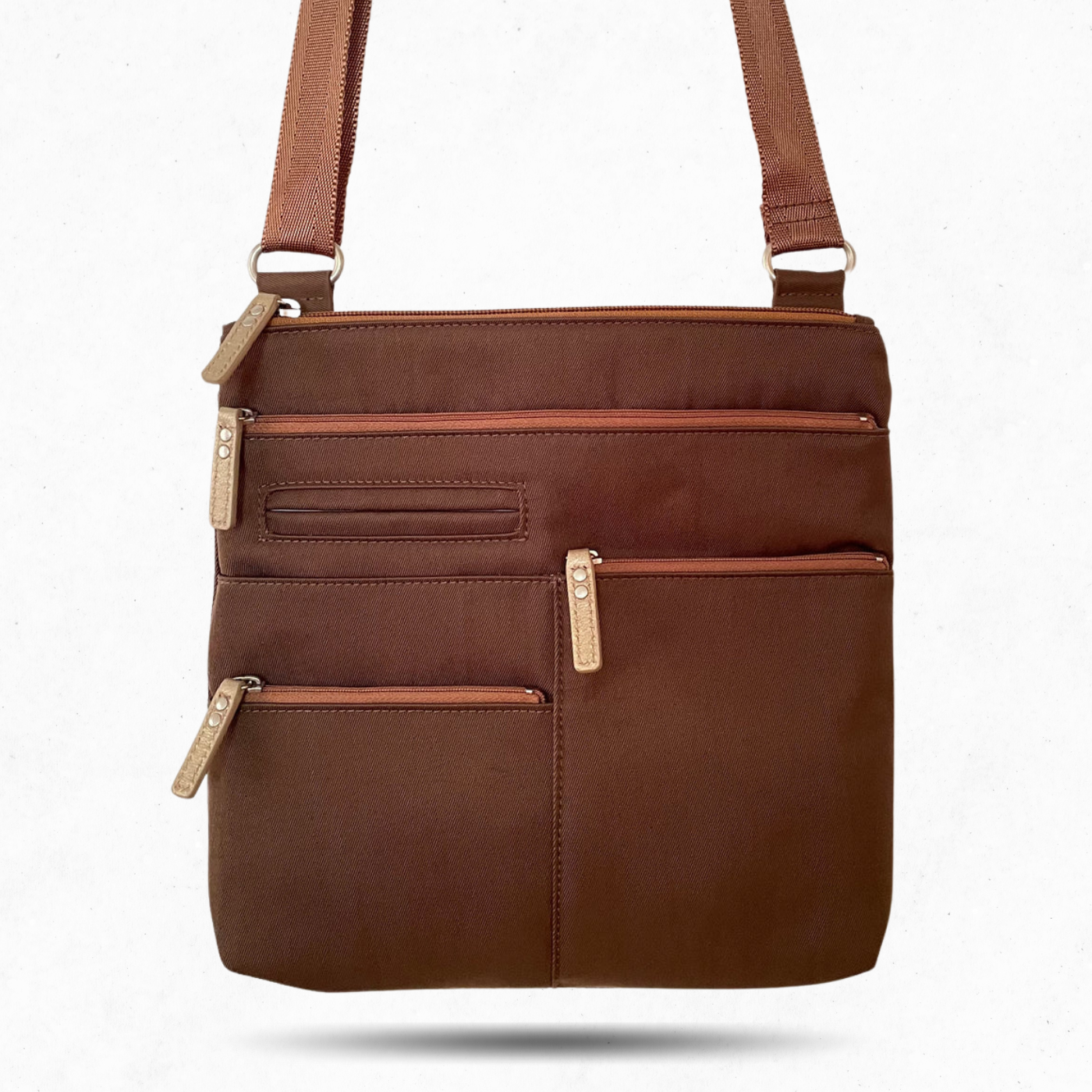 NICO - Mocha x Bronze | Multi-Pocket Shoulder Bag | Small