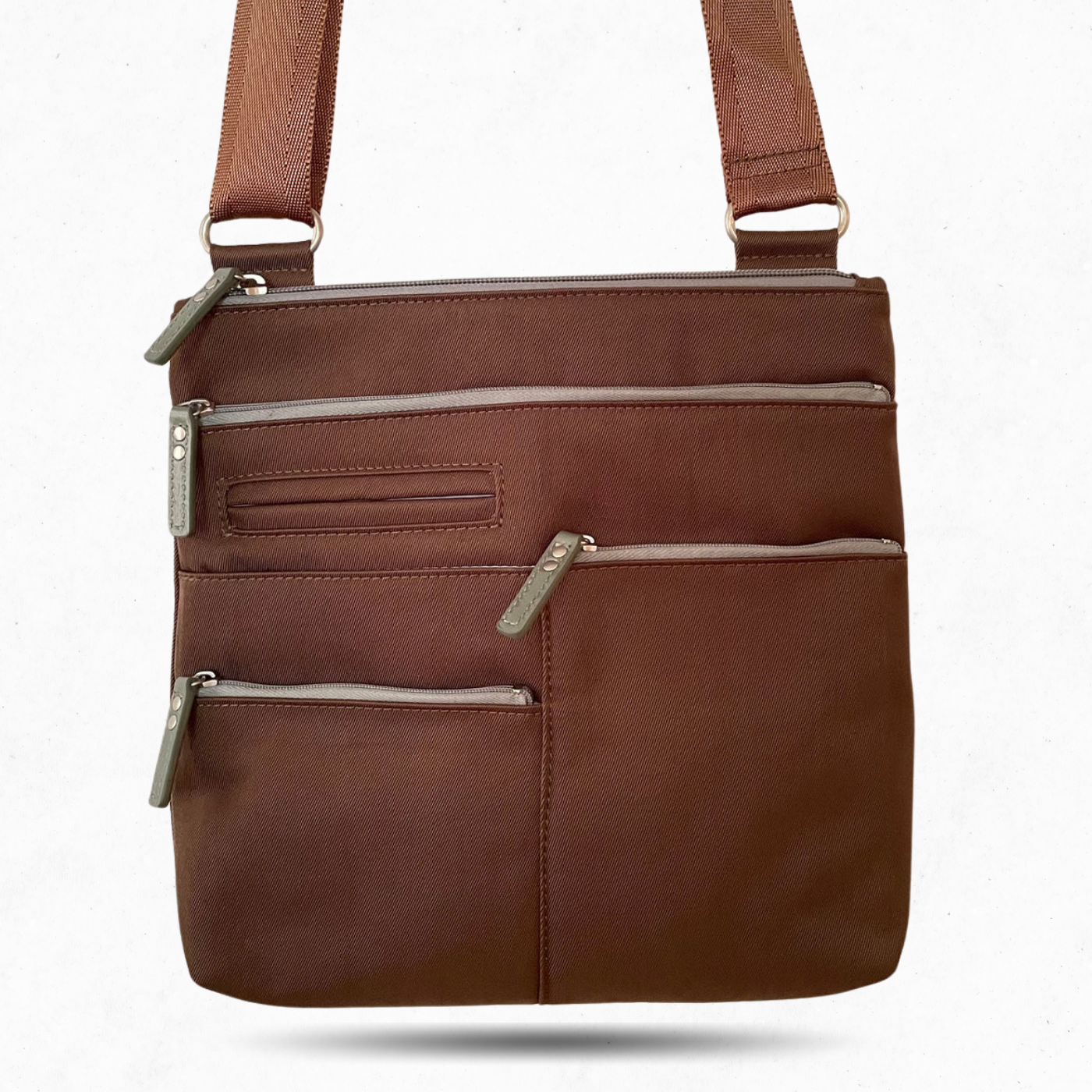 NICO - Mocha x Sage | Multi-Pocket Shoulder Bag | Small