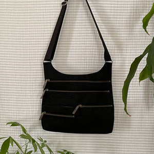 TEELA - Black/Grey | Multi-Pocket Shoulder Bag | Medium