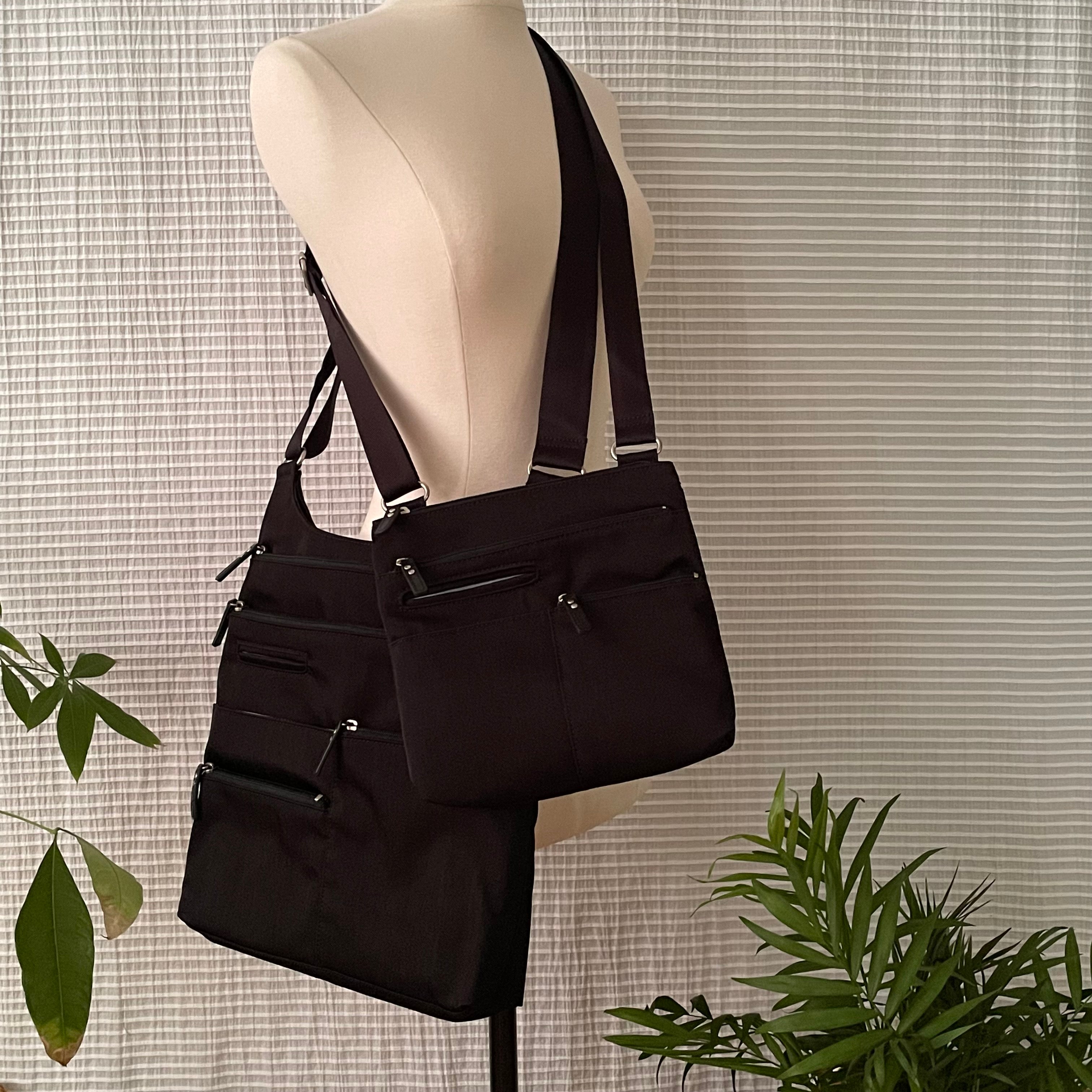 LUCY - Black | Multi-Pocket Shoulder Bag | Large