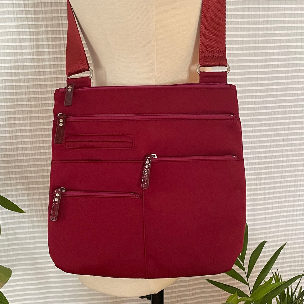 NICO - Dark Red x Rose | Multi-Pocket Shoulder Bag | Small