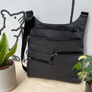 LUCY - Black | Multi-Pocket Shoulder Bag | Large