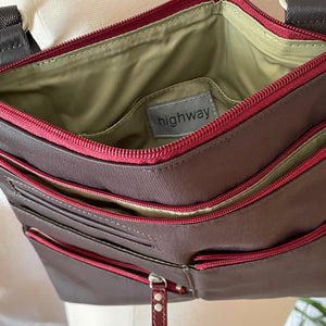NICO - Rock Grey/Red | Multi-Pocket Shoulder Bag | Small