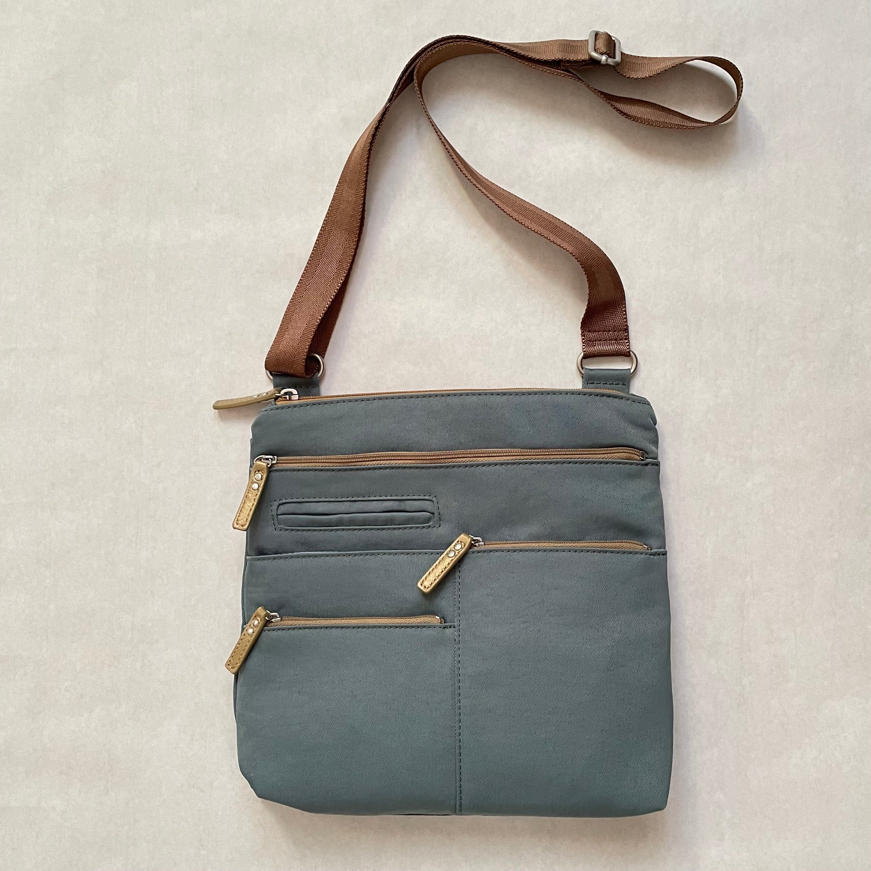 NICO - Steel Blue x Ochre with Ochre Straps | Multi-Pocket Shoulder Bag | Small | SS2023