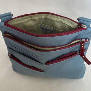 NICO - Blue Jay/Red | Multi-Pocket Shoulder Bag | Small