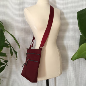 Nico - Small Multi-Pocket Bag | Wine x Grey | Adjustable Cross-Body Strap 1.5" W | New Release