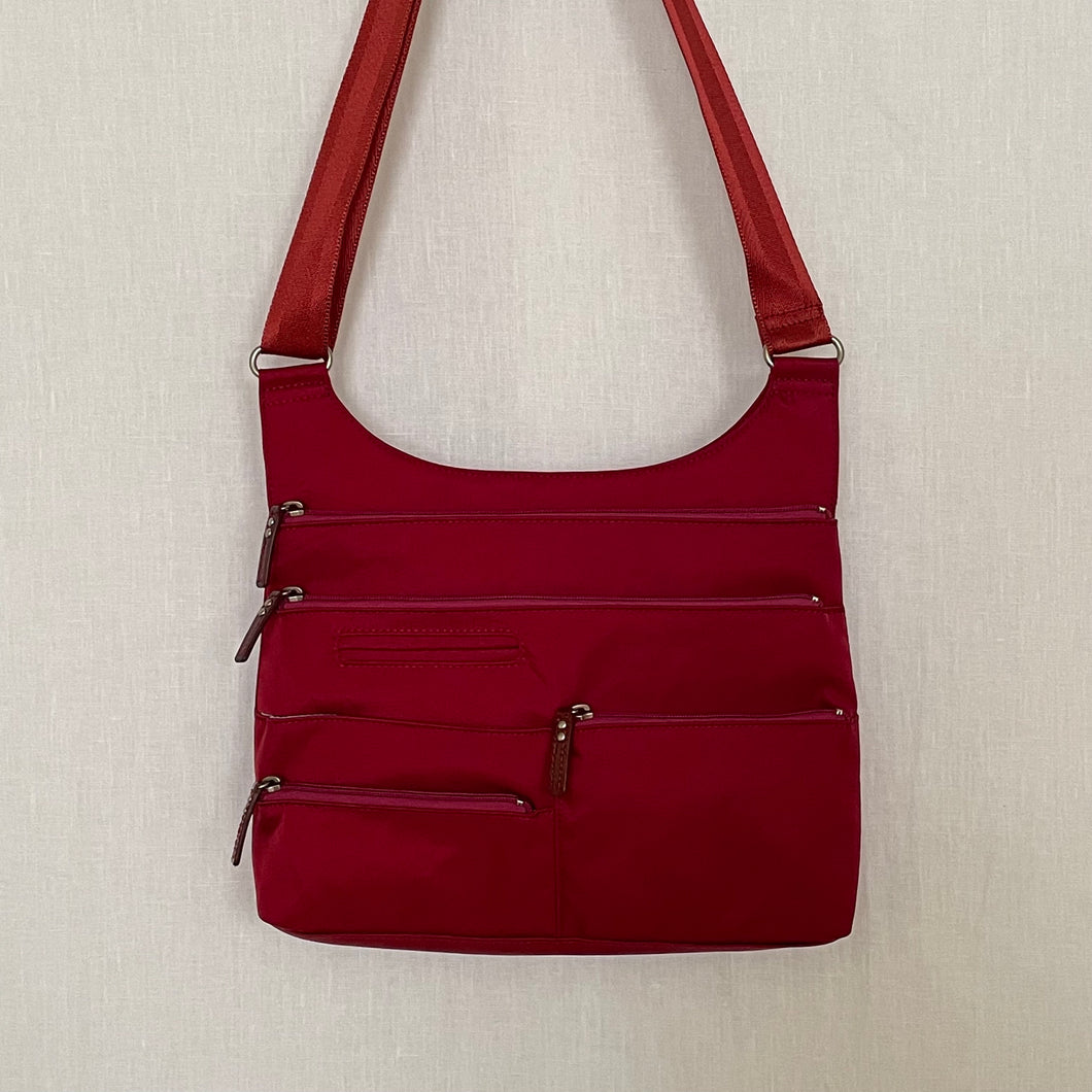 TEELA - Dark Red x Rose | Multi-Pocket Shoulder Bag | Medium